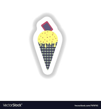 Stylish paper sticker ice cream cone with vector image
