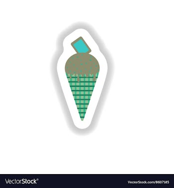 Stylish paper sticker ice cream cone with vector image