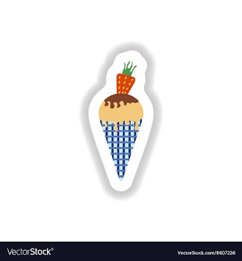 Stylish paper sticker ice cream cone with vector image