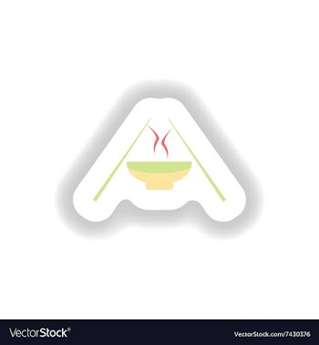 Stylish paper sticker miso soup and chopsticks vector image