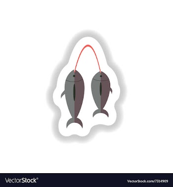Stylish paper sticker of fresh sea fish vector image
