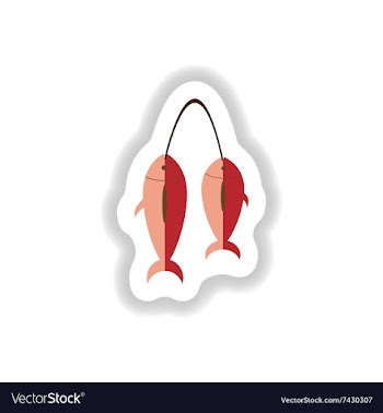 Stylish paper sticker of fresh sea fish vector image