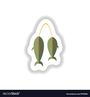 Stylish paper sticker of fresh sea fish vector image