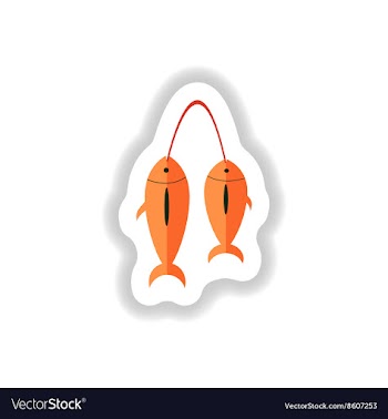 Stylish paper sticker of fresh sea fish vector image