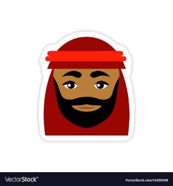 Stylish paper sticker on white background arab men vector image