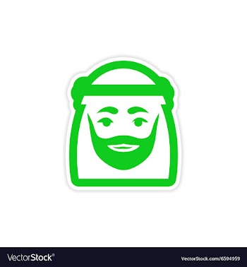 Stylish paper sticker on white background Arab men vector image