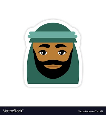 Stylish paper sticker on white background Arab men vector image