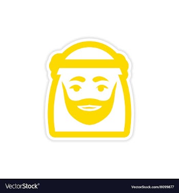 Stylish paper sticker on white background Arab men vector image