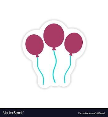 Stylish paper sticker on white background balloons vector image