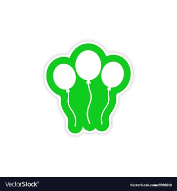 Stylish paper sticker on white background balloons vector image