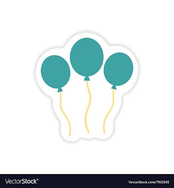 Stylish paper sticker on white background balloons vector image