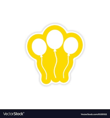 Stylish paper sticker on white background balloons vector image