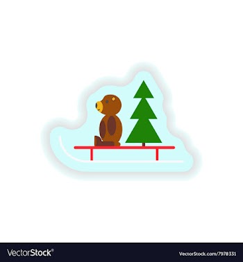 Stylish paper sticker on white background Bear toy vector image