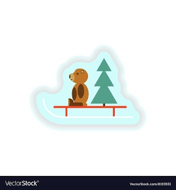 Stylish paper sticker on white background Bear toy vector image