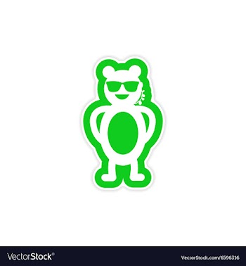 Stylish paper sticker on white background bear vector image