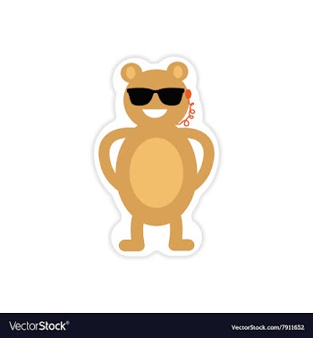 Stylish paper sticker on white background bear vector image