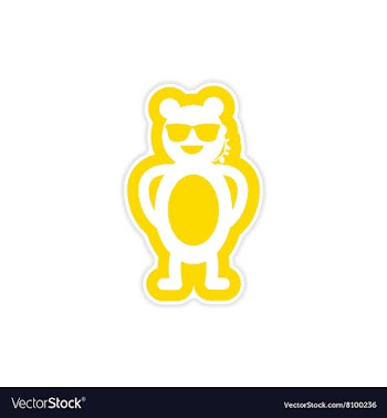 Stylish paper sticker on white background bear vector image
