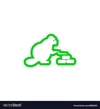 Stylish paper sticker on white background beaver vector image