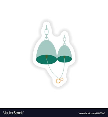 Stylish paper sticker on white background bells vector image