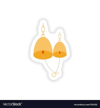 Stylish paper sticker on white background bells vector image