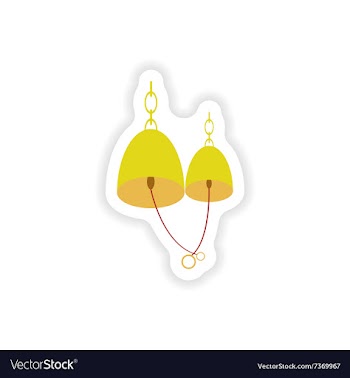 Stylish paper sticker on white background bells vector image