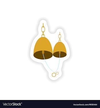Stylish paper sticker on white background bells vector image