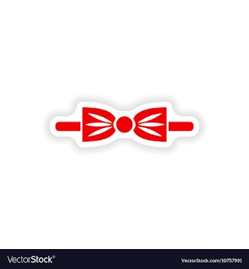 Stylish paper sticker on white background bow-tie vector image
