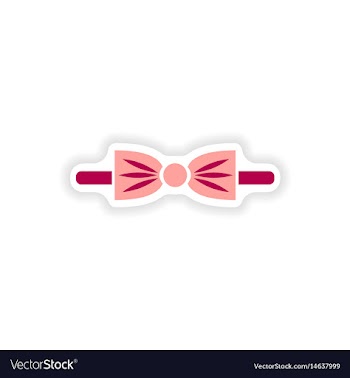 Stylish paper sticker on white background bow-tie vector image
