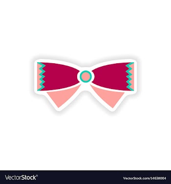 Stylish paper sticker on white background bow-tie vector image