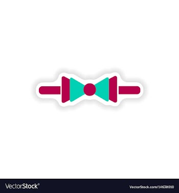 Stylish paper sticker on white background bow-tie vector image