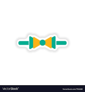 Stylish paper sticker on white background bow-tie vector image