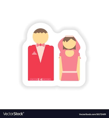 Stylish paper sticker on white background bride vector image
