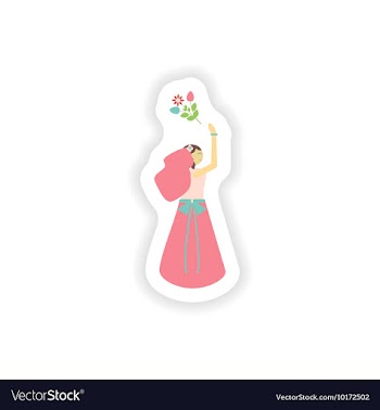 Stylish paper sticker on white background bride vector image