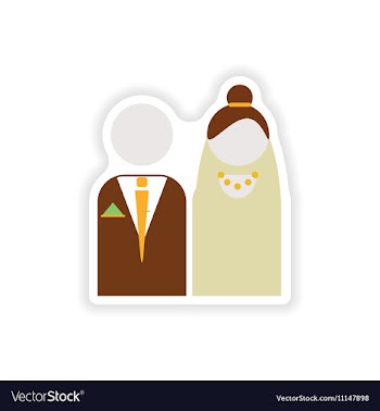 Stylish paper sticker on white background bride vector image