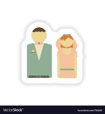 Stylish paper sticker on white background bride vector image