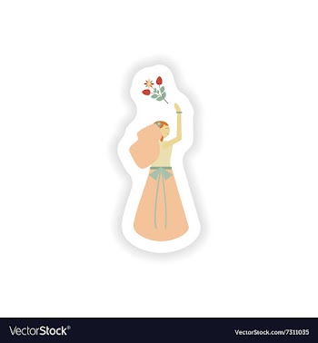 Stylish paper sticker on white background bride vector image