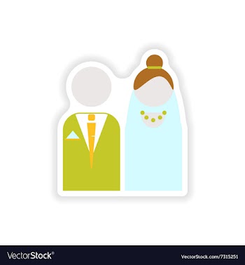 Stylish paper sticker on white background bride vector image