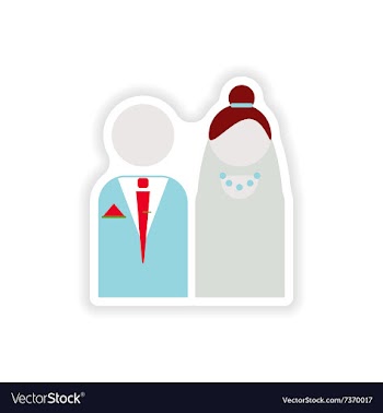 Stylish paper sticker on white background bride vector image