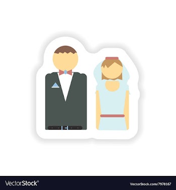 Stylish paper sticker on white background bride vector image