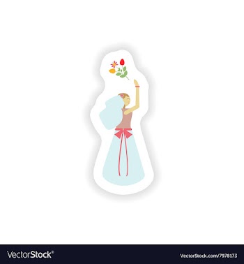 Stylish paper sticker on white background bride vector image