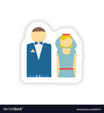 Stylish paper sticker on white background bride vector image