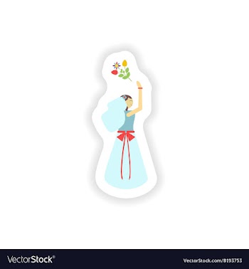 Stylish paper sticker on white background bride vector image