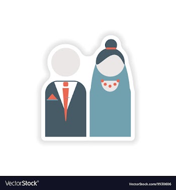 Stylish paper sticker on white background bride vector image