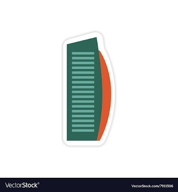 Stylish paper sticker on white background Building vector image