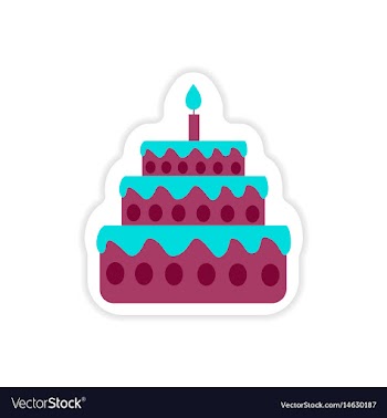 Stylish paper sticker on white background cake vector image