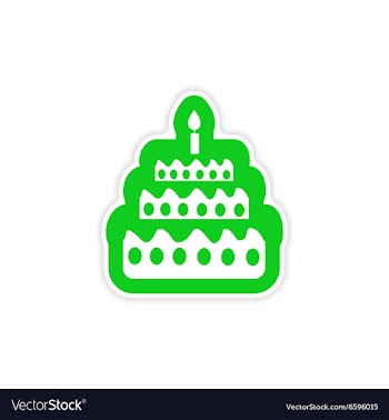 Stylish paper sticker on white background cake vector image