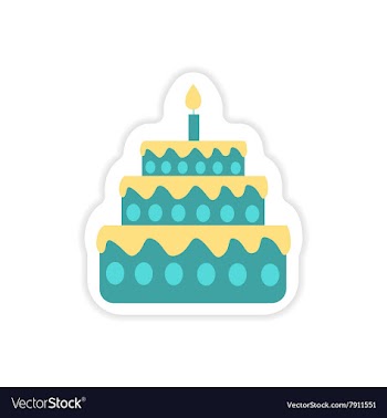 Stylish paper sticker on white background cake vector image