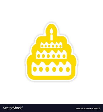 Stylish paper sticker on white background cake vector image