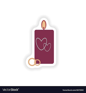Stylish paper sticker on white background candle vector image
