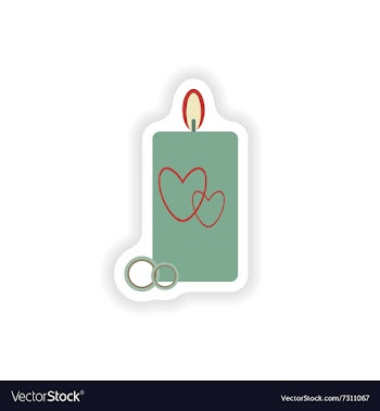 Stylish paper sticker on white background candle vector image